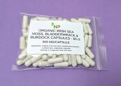 Organic Irish Moss Bladderwrack Burdock Root Vegan Capsules– Dr Sebi Recommended • $5.49