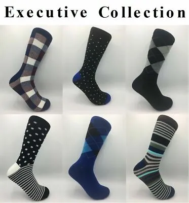 6 Pair Men's Dress Socks Fashion Comfort Casual Executive Work Size 9-13 NEW • $11.99