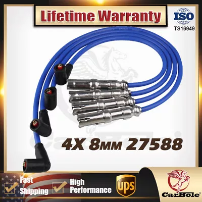 4X 8mm 27588 Spark Plug Wires Set Replace For VW Golf GTI Jetta 2.0L Beetle Bora • $20.59