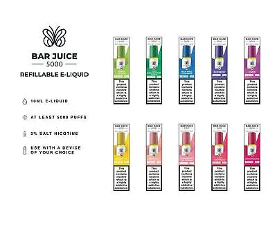 Bar Juice 5000 10ml Nic Salt 10mg 20mg PACK OF 10 • £19.99