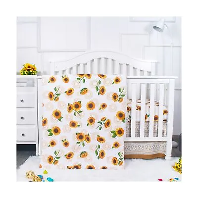 La Premura Sunflower Baby Girl Crib Bedding Set For Girls 3-Piece Nursery Cr... • $75.40