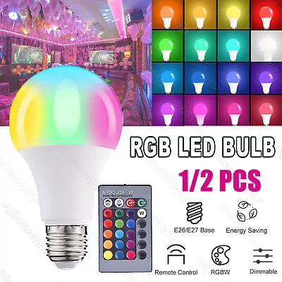 1/2PCS RGB RGBW LED Bulb Light 16 Color Changing E27 Lamp + IR Remote Controller • $5.90