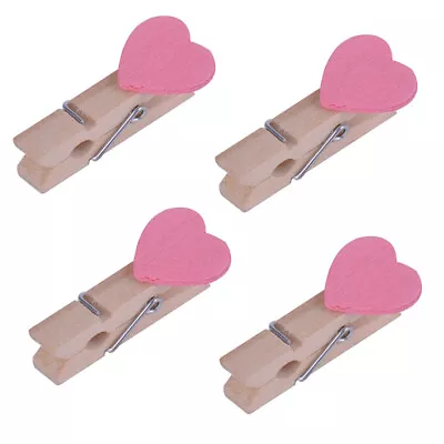 20Pcs Mini Love Hearts Wooden Pegs Paper Photo Clips Craft Wedding Party Decor • £5.03