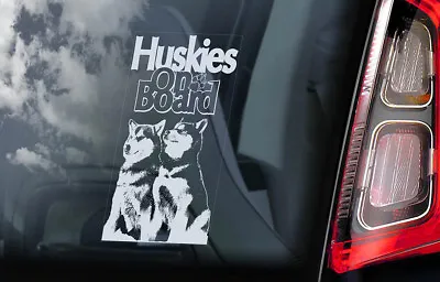 £3.50 • Buy HUSKIES Car Sticker, Siberian Husky Sled Dog Window Sign Bumper Decal Gift - V04