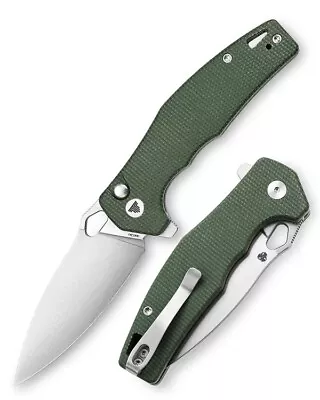 Trivisa Corvus-03N Folding Knife Green Micarta Handle 14C28N Plain Edge TY-GM-14 • $57.43