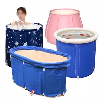 $59.39 • Buy Adult Folding Bathtub Portable Spa Massage PVC Bath Tub Barrel Bucket Outdoor