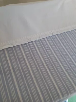 M&S Double Duvet Cover Blue/white Stripes 100% Cotton Reversible - See Descript • £10