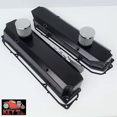 Fits Big Block Mopar Black Fabricated Aluminum Valve Covers Dodge 383 440 • $154.95