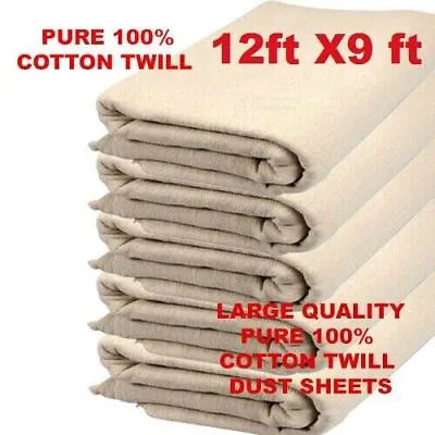 Cotton Twill Dust Sheets Various Sizes DIY Builder Decorating Cover 9ft X 12ft • £227.23