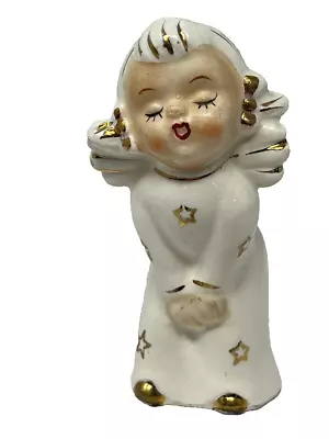 Vintage Christmas Kissing Angel With Gold Stars Figurine Japan • $17.99