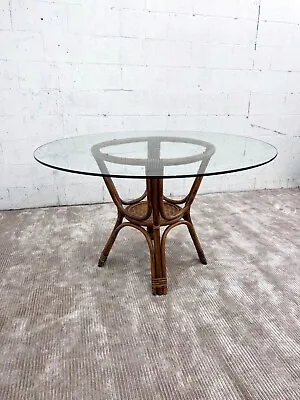 Vintage French Style Bamboo Rattan Wicker Dining Table • $750