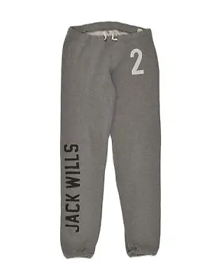 JACK WILLS Womens Graphic Tracksuit Trousers Joggers UK 6 XS  Grey Cotton E110 • £13.04