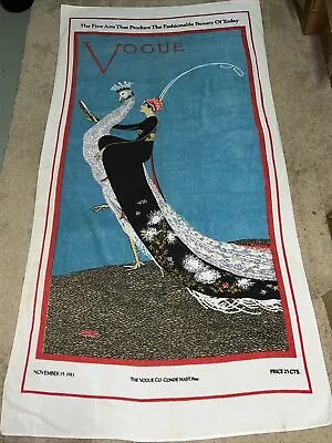 Vintage Vogue Magazine Peacock Cover November 151911 Cotton Beach Towel 70”x35” • $55.25