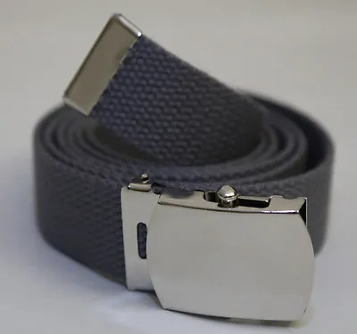 New Adjustable Steel Grey Canvas Golf Military Web Uniform Belt Chrome Buckle • $8.99