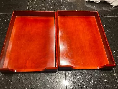 Vintage Wood Executive Office Desk Tray Letter Size By Rolodex Set Of 2 • $35