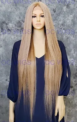 Extra Long Heat Safe Lace Front Human Hair Blend Wig Light Brown/Blonde Mix EVEB • $92.85
