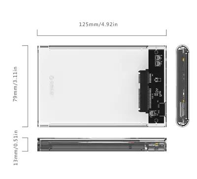 ORICO 2139U3 USB 3.0 Transparent 2.5  SATA SSD HDD Hard Drive Enclosure Case • $19.95