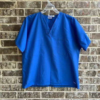 Landau Made Better Scrubs Uniform Top Short Sleeves Blue Size L • $9.99