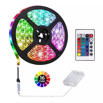 HIKENRI 1M/3.3FT Battery Powered LED Strip Lights Flexible Color Changing RG... • $14.86