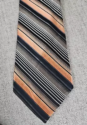 Van Heusen Tie -  4 In Orange Striped Silk Necktie - Men's Classic • $9.97
