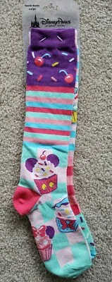 Disney Park Snacks Mickey Minnie Donald Sprinkle Cupcake Youth Socks Large NWT • $7.99