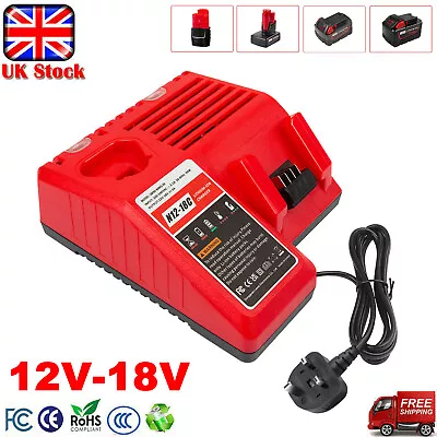 Rapid Charger For Milwaukee For M12 For M18 12V 18V 48-11-1850 Li-ion Battery UK • £15.99