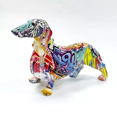 Modern Home Decor French Graffiti Dachshund Dog Sculpture Statue .Size: 8 X3 X5  • $24.99