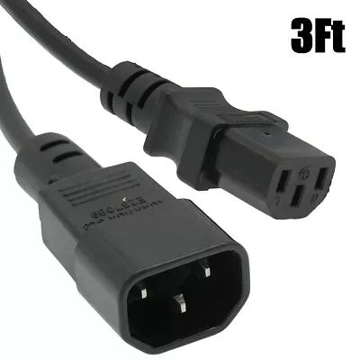 3ft 3 Prong Female To Male Power Adapter Cable/Cord IEC-320 C13 To C14 125V 10A • $10.95