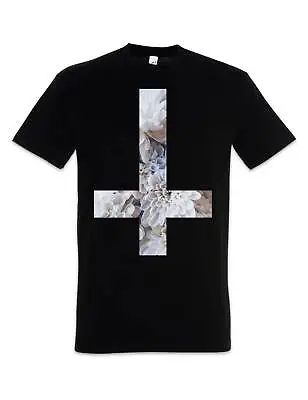 Inverted Flower Cross T-Shirt Symbol Pentagram 666 Sign Church Of Satan Satanism • £22.79