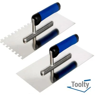 £11.95 • Buy Toolty Stainless Steel Square Notched Trowels Tiling Grout Float Spread Trowel