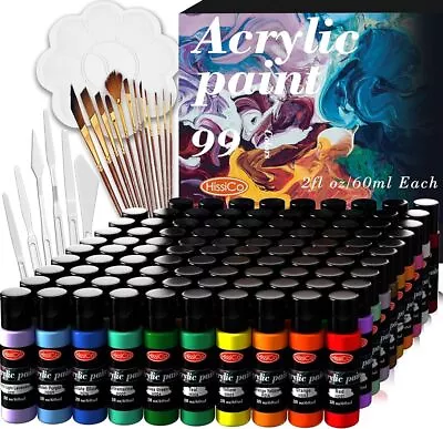 118PCS Acrylic Paint Set 99 Colors 60ml Bottles With 12 Brushes 6 Paint Knives • $64.99