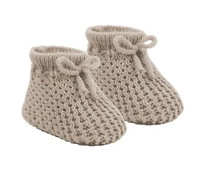 £2.99 • Buy Newborn Baby Boys Girls Booties Soft Knitted Baby Bootees Coffee NB-3 M Approx