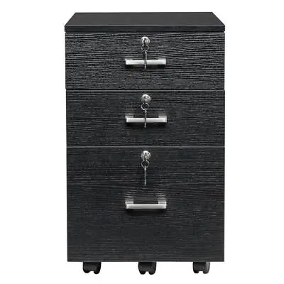 Filing Cabinet With Storage 3 Drawer File Cabinet Organizer With Lock Black • $83.99