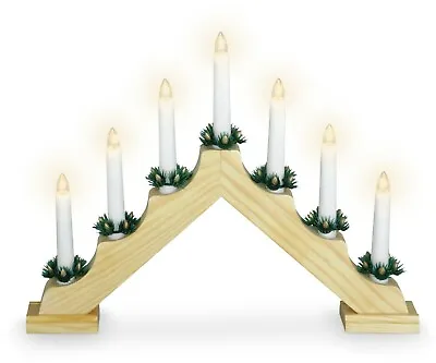 Christmas Candle Bridge 7 LED Candle Large Wood Window Arch Xmas Decoration • £9.99