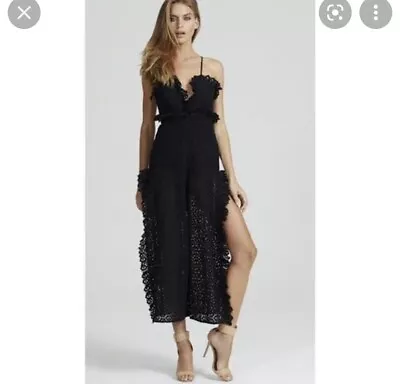 🦋 Alice Mccall Black Mind Lace Floral Split Leg Jumpsuit Dress 10 S • $189.99