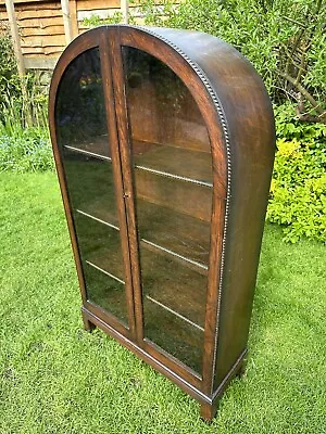 Antique Oak Glass Fronted Cabinet With Round Top. Edwardian  • £280