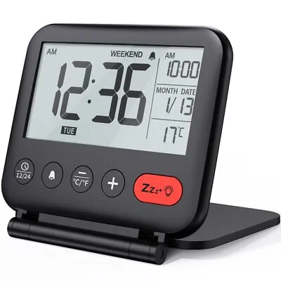 £12.99 • Buy Digital Travel Alarm Clock Mini LCD Display Clock With Makeup Mirror Desk Clock
