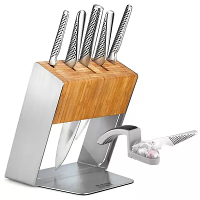 Global Katana 6pc Knife Block Set + Mino Sharpener Knives Chef Cook Japan • $437.20