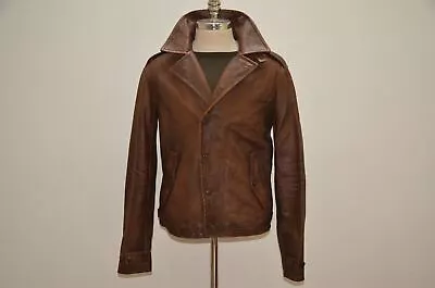 Polo Ralph Lauren M41 Distressed Brown Biker Leather Jacket • $699.99