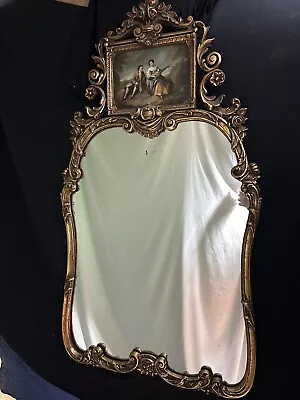 Antique French Giltwood Trumeau Wall Mirror 50” H X 26” L • $1400