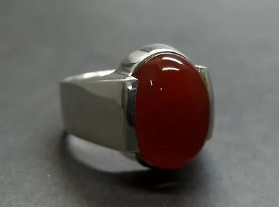 Real Yemeni Blood Red Agate Sterling Silver 925 Handmade Aqeeq Plain Mens Ring • $70