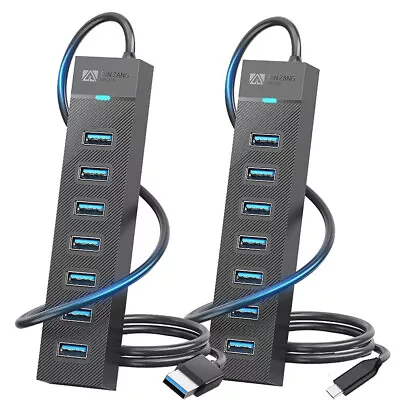 USB-A USB-C Multi USB 3.0 Hub 7 Port High Speed 0.5m Compact Expansion Splitter • $18.99