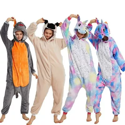 Winter Kids Kigurumi Unicorn Pajamas Girls Pyjamas Adult Jumpsuit Pyjama • $58.22