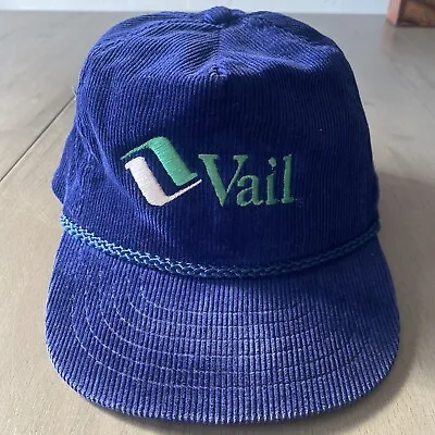 $25.19 • Buy Vintage Vail Ski Resort Colorado Blue Corduroy Adjustable SnapBack Hat