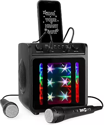 RockJam Karaoke Machine Rechargeable Bluetooth W/ 2x Microphones RJSCO2-BK • £29.99