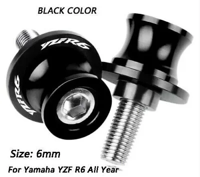 6MM For Yamaha YZF R6 All Year CNC Motorcycle Swingarm Spools Sliders Black • $0.01