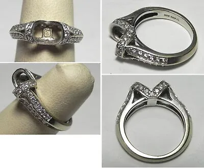 V079 Estate Solid 14K White Gold 1/2ct Diamond SemiMount Engagement Ring Sz 4.75 • $350