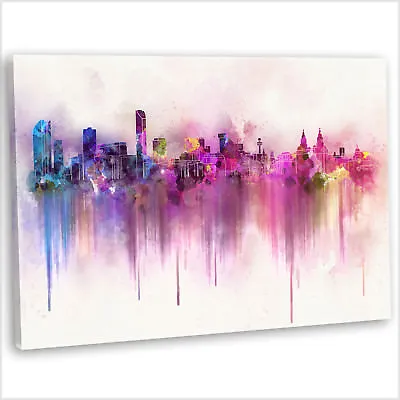 £19.99 • Buy Liverpool Skyline Canvas Print Abstract Watercolour Framed Wall Art Picture ~3