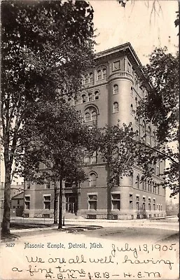 Masonic Temple Building Detroit Michigan MI Postcard • $12.95