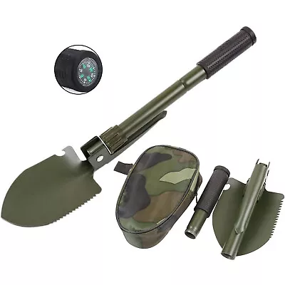 Survival Camping Military Folding Shovel Spade Emergency Garden With Compass • $10.71